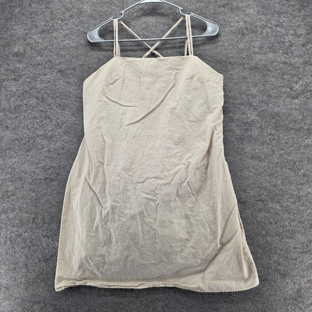 H&M Dress Womens Medium Sleeveless Beige Linen Blend